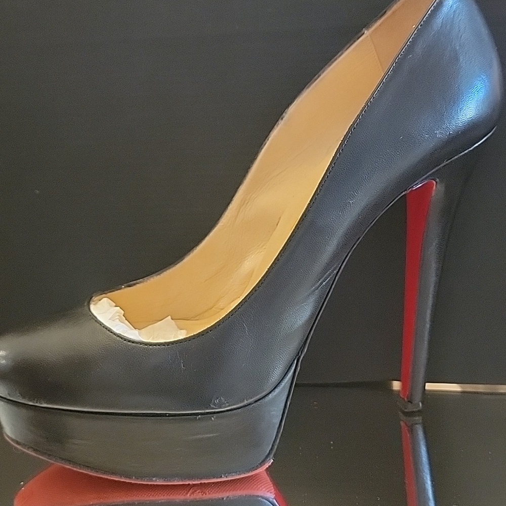 Christian Louboutin Black Kid Leather Bianca 140 Heel Pumps - Picture 5 of 13